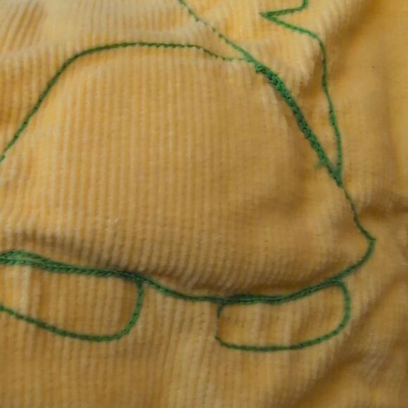 70s Vintage‎ Toddler Yellow Corduroy Turtle Embroidered Overalls Romper - Picture 4 of 7